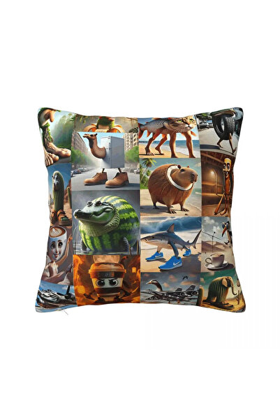 Choice 45x45cm 5 Brainrot Meme Italian Brain Rot Tung Tung Tung Sahu Pillow C...