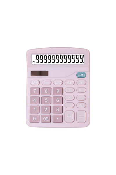 choice2 آلة حاسبة مكتبية وردية اللون تعمل بالطاقة الشمسية، مزودة بلوحة شمسية،...