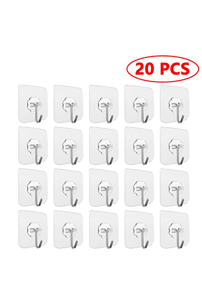 Choice 20 قطعة (20/10 قطع) خطافات لاصقة ذاتية اللصق من مادة PVC شفافة من الفو...