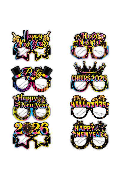 Choice 8pcs 8pcs 2026 New Year Paper Glasses Festive New Year's Eve Glasses F...