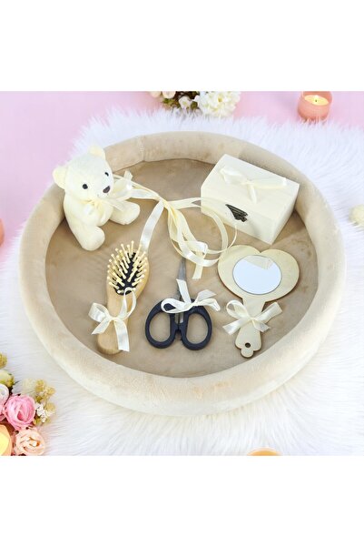 Inovius Tavita Mot, Buretata din Catifea cu 7 Piese - Ursulet Crem - TPT86