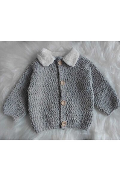 A&D HANDMADE سترة مخملية محبوكة يدويًا للأطفال/الرضع