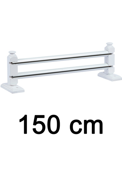 Perdejim Beyaz 150 cm Çetray Çift Raylı Rustik Perde Askısı S Pile ve Kornişl...