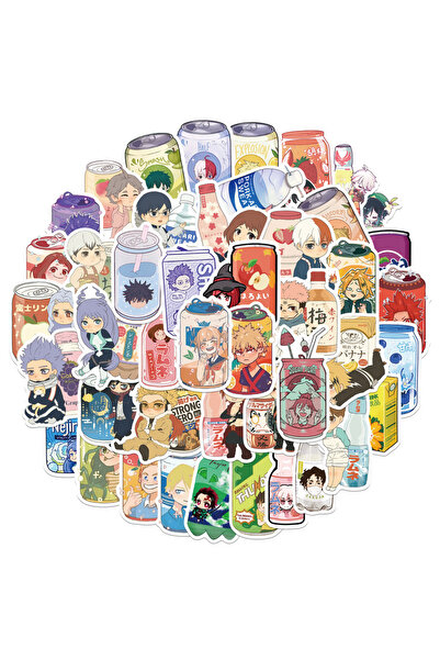 Choice ٥٠ قطعة من ملصقات مشروبات أنمي متنوعة، ملصقات كرتونية لزجاجات المشروبا...