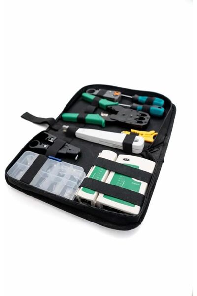 Generic مجموعة أدوات شبكة احترافية مزودة بملقط RJ45، وجهاز اختبار كابلات الشبكة المحلية، وأدوات تجريد وتوصيل كابلات CAT5/CAT6