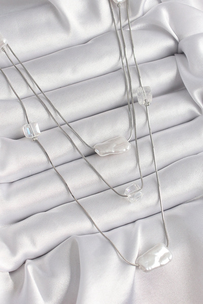 shopwave Brass Silver Rk Ezme İnci Model Multiple Women's Necklace