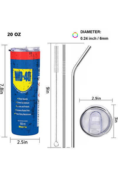 Choice 20oz WD40-T 20oz WD40 Stainless Steel Vacuum Flask Insulated Tumbler w...