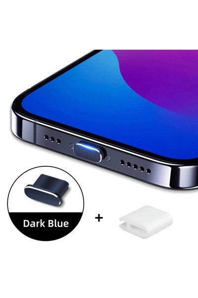 Choice dark blue Metal Dust Plug for IPhone 17 Pro Max 16 15 Series Type-C Ch...