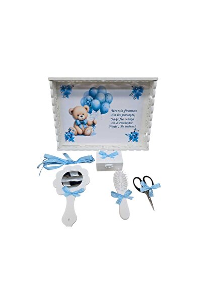 Inovius Tavita pentru Mot cu 6 Piese - Ursulet cu Baloane - TPM72 Alb cu Alba...