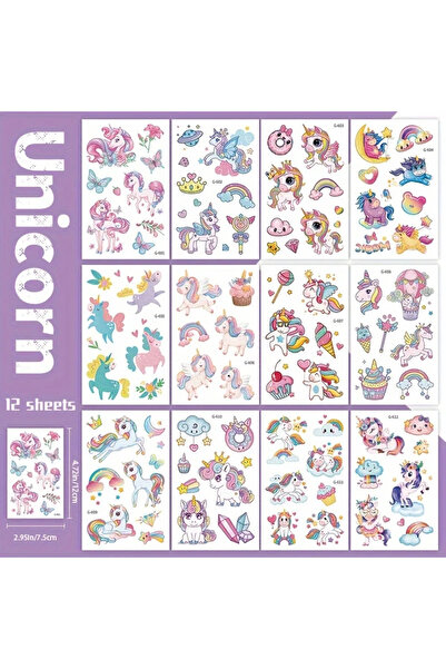 Choice Unicorn A 12 Sheets Wholesale 12 Sheets Temporary for Girls, Glitter B...