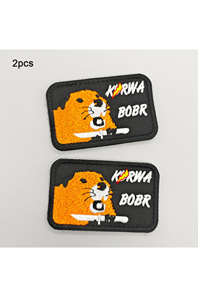 Choice KURWA BOBR 2pcs BOBR KURWA Embroidered Patch Hook And Loop Cartoon Bea...
