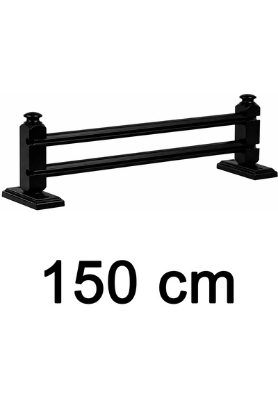 Perdejim Siyah 150 cm Çetray Çift Raylı Rustik Perde Askısı S Pile ve Kornişl...