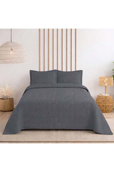 Bella Home Double Sonnia Bedspread Set - 240X260 cm - Anthracite with Pvc Bag