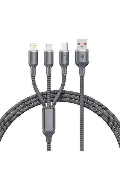 Choice Black 120W 6A 3 In 1 USB Fast Charging Cable Micro USB Type C Charging...