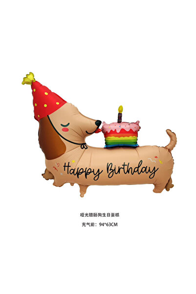 Choice أخرى كعكة عيد ميلاد سعيد برسوم متحركة لكلب داشهوند، بالونات، يوم الطفل...