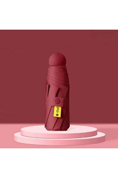 Choice Wine Red Mini Capsule Folding Umbrella Vinyl with Box Sun Rain Umbrell...