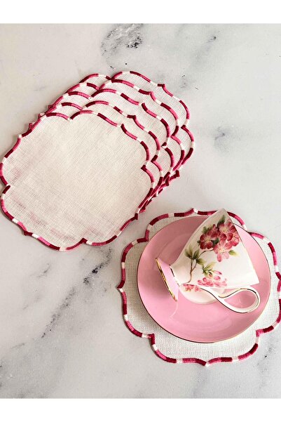 ROSSEV مناديل ميلا كوكتيل منقوشة باللون الوردي، عبوة من 6 قطع