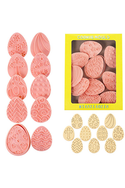 Choice 10-Easter D 10 Pcs Easter Eggs Cookie Cutters 3D Color Eggs Cross Flow...