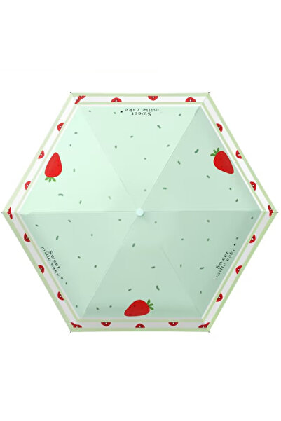 Choice Light Green Mini Foldable Fruit Pattern Umbrella UV Resistant Heart-Sh...