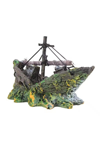 Choice حوض سمك بتصميم عشوائي، 13×5×11 سم، زينة على شكل سفينة قراصنة غارقة، مح...