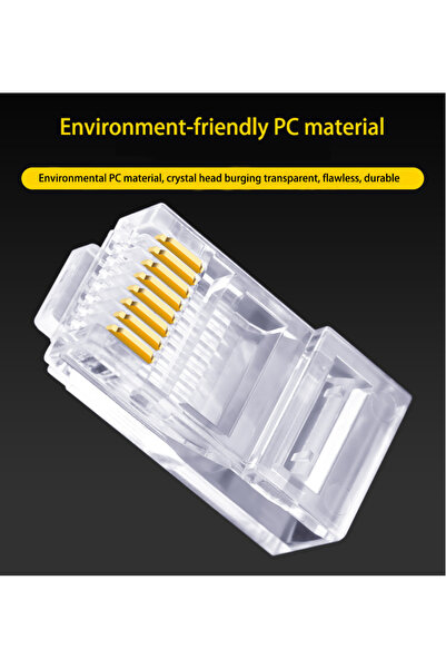 Choice 100 قطعة/مجموعة موصلات RJ45 CAT6 CAT5e ذات طرف كريستالي مطلي بالذهب 8P...