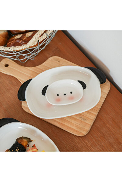 Choice طبق سوشي على شكل جرو لطيف مقاس 8 بوصات وطبق غمس مقاس 4 بوصات