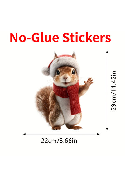 Choice ملصق نافذة على شكل سنجاب عيد الميلاد مع وشاح وقبعة سانتا، قطعة واحدة، ...