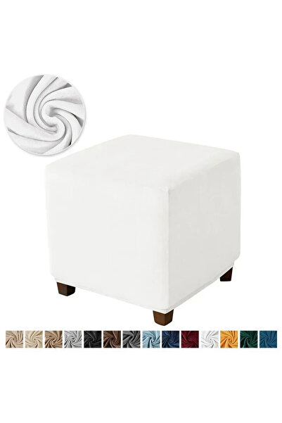 Choice غطاء عثماني مربع صغير من المخمل، قطعة واحدة، لون موحد، غطاء مسند قدم، ...