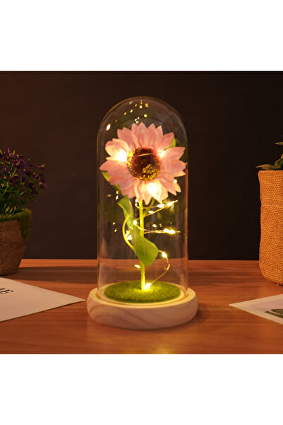 Choice زهور دوار الشمس الاصطناعية، مقاس 21×11.5×9 سم، داخل قبة بلاستيكية مزود...