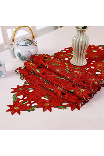Choice red Christmas Decor Tablecloth Printed Embroidered Christmas Table Fla...
