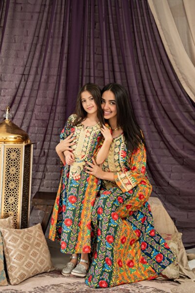 AFandina Mother and daughter jalabiya, Shalki style, distinctive with a match...
