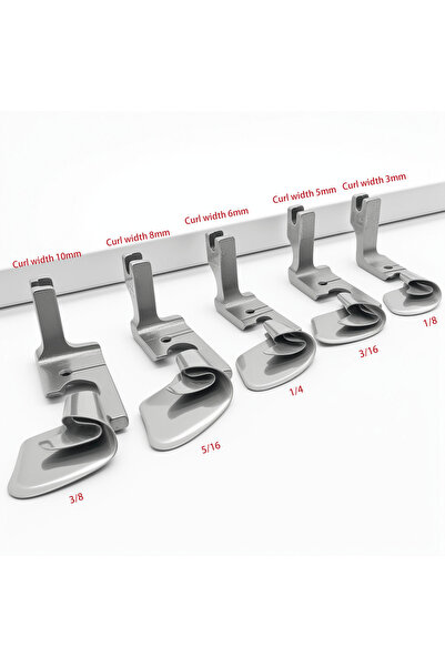 Choice 5pcs 5pcs Industrial Flat Sewing Machine Arc Edge Rolling Foot Hem 3/5...