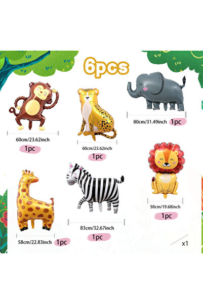 Choice Other 6Pcs Cartoon Animal Aluminum Foil Balloon Giraffe Lion Monkey Ba...