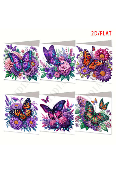 Choice 30X15CM 6-piece Diamond Painting Purple Butterfly Greeting Card Set - ...