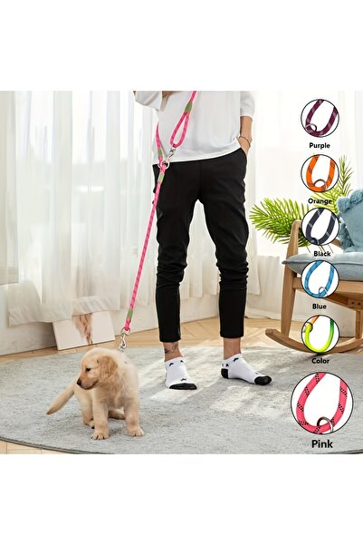 Choice طوق كلاب أسود قابل للتعديل بدون استخدام اليدين، مناسب للمشي لمسافات طو...