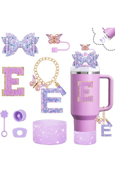 Choice مجموعة ملحقات أكواب من 8 قطع، لون بنفسجي، سعة 30 أونصة و40 أونصة، تتضم...