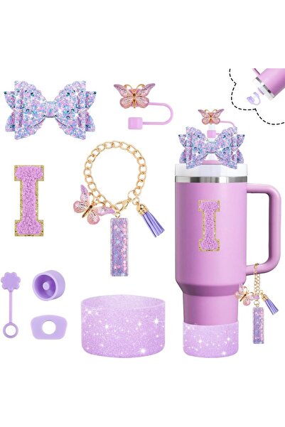 Choice مجموعة ملحقات أكواب من 8 قطع، لون بنفسجي، سعة 30 أونصة و40 أونصة، تتضم...