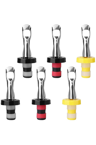 Choice 6 قطع من سدادات زجاجات النبيذ محكمة الإغلاق بتفريغ الهواء، قابلة لإعاد...