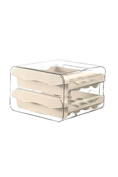Choice beige Refrigerator egg storage box with automatic rolling egg rack, do...