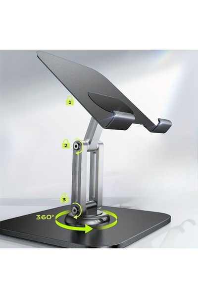 Choice 1pc black Adjustable Iron Tablet Stand 360° Swivel Foldable Design Use...