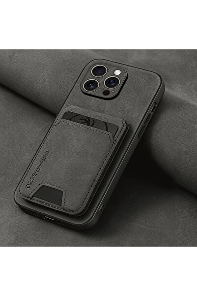 Choice جراب هاتف فاخر من الجلد الأسود مع حامل بطاقات، متوافق مع آيفون 16 برو ...