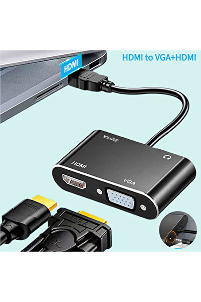 Choice محول 2 في 1 أسود اللون، متوافق مع HDMI بدقة 1080 بكسل، ومتوافق مع VGA،...