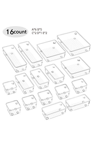 Choice 16 Piece 28 PCS Clear Drawer Organizers Set 4-Size Versatile Bathroom ...