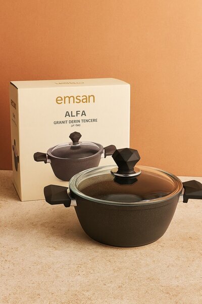 KAMPANYALI Emsan Alfa Serisi 24 cm Kristal Döküm Derin Tencere – Yapışmaz Yüz...