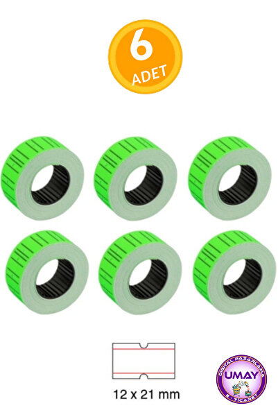 Tanex 6 Pieces Green Striped Price Tag 12×21 mm |   1 Roll 800 Pieces |   Adh...