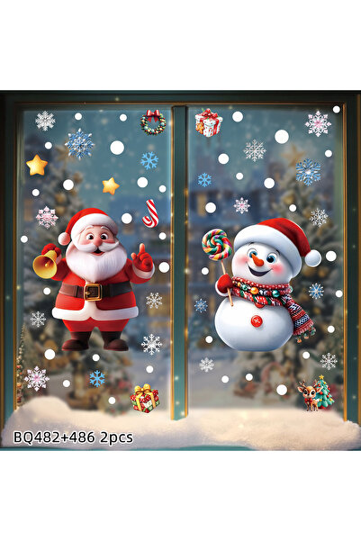 Choice XB 2PCS 2025 Christmas Static Window Clings - Gingerbread Man Snowman ...