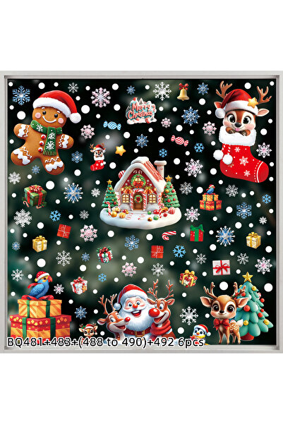 Choice XJ 6PCS 2025 Christmas Static Window Clings - Gingerbread Man Snowman ...