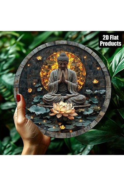 HELLOYOUNG 20x20cm TYA22389-20x20cm 2D Flat Vintage Zen Buddha Aluminum Metal...