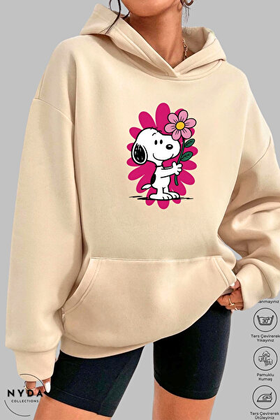 Nyda Collections هوديي نسائي بأكمام طويلة سنيوبي مطبوع بغطاء رأس مبطن بالصوف ...