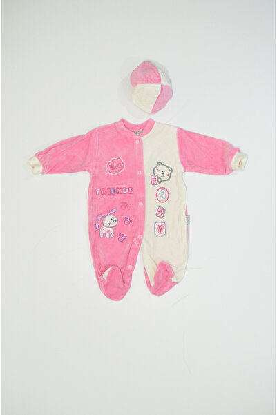 Baby Slon Kids Clup Kışlık kadife frıend nakışlı şapkalı full çıtçıt kapamalı...